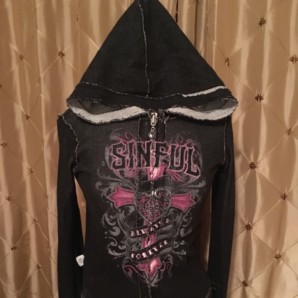 Sinful by Affliction Reversible Zip-up Hoodie Med